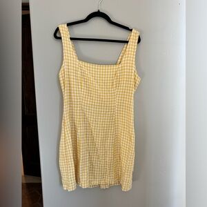 Old Navy Yellow Gingham Linen Blend Smocked Sundress Cottagecore L Coquette Girl